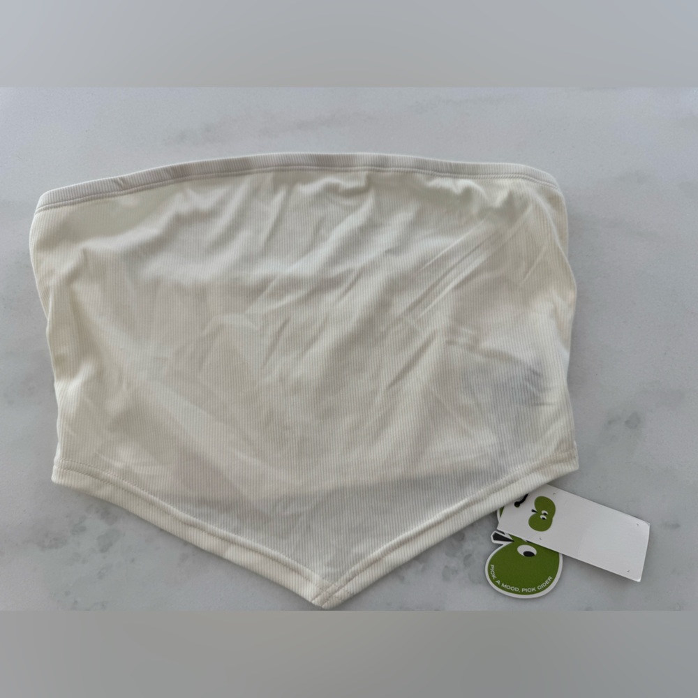 Cream Ribbed Tube Top NWT - Picture 3 of 4
